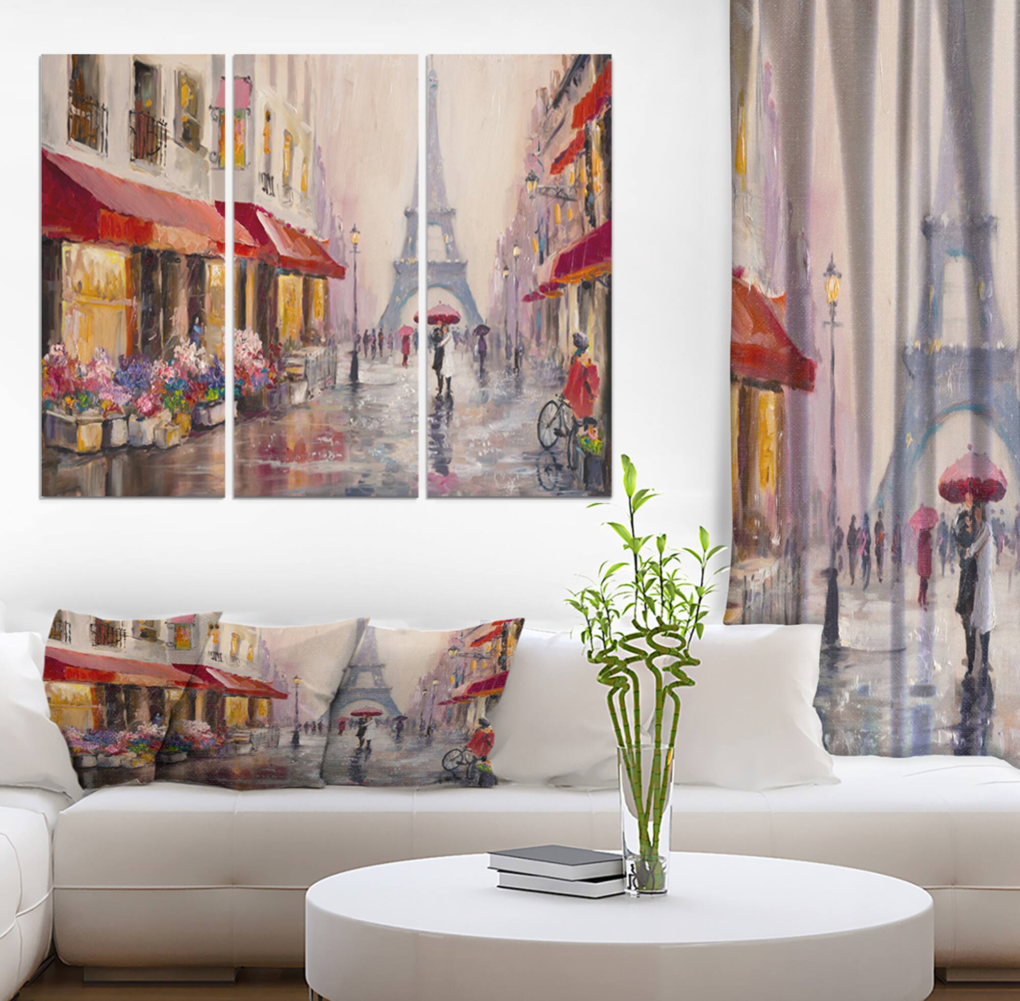 Designart - Lovers in Paris Eiffel Tower